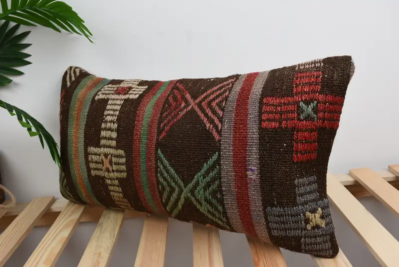 12x24 Brown Cushion Case, Pet Pillow Cover, Bohemian Cushion Cushion Case, Boho Pillow, Kilim Cushion Sham, Cushion Case, Kilim Pillow - 5