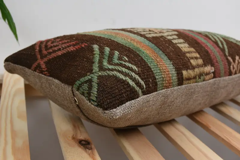 12x24 Brown Cushion Case, Pet Pillow Cover, Bohemian Cushion Cushion Case, Boho Pillow, Kilim Cushion Sham, Cushion Case, Kilim Pillow - 6