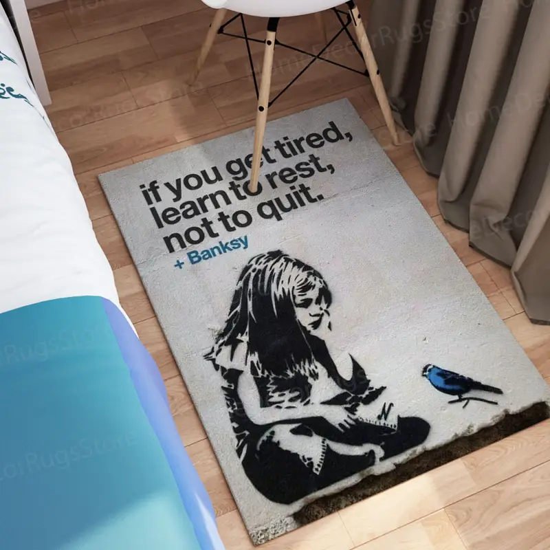 Alfombra inspirada en Banksy: arte, motivación y elegancia