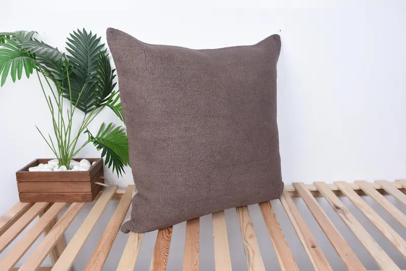 Nomadic Pillow Case, Pillow for Couch, Muted Pillow Sham, Cushion Case, Vintage Kilim Pillow, 28x28 Brown Cushion, Home Decor Pillow - 4