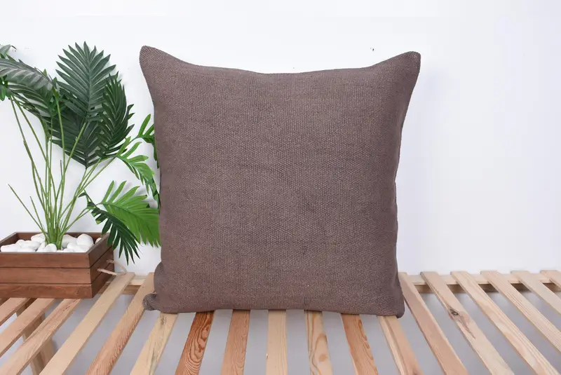 Nomadic Pillow Case, Pillow for Couch, Muted Pillow Sham, Cushion Case, Vintage Kilim Pillow, 28x28 Brown Cushion, Home Decor Pillow - 1