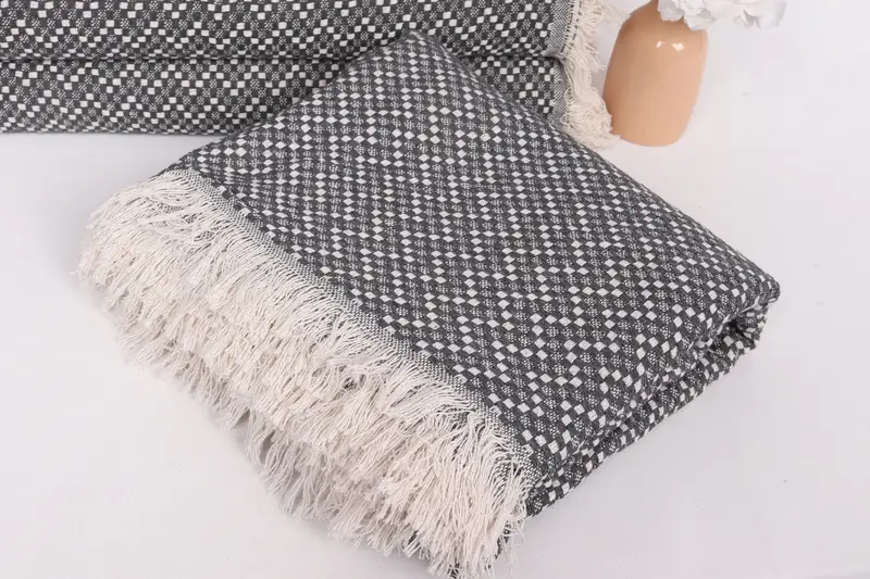 Monogram Blanket, Housewarming Gift, First Wedding Anniversary Gift, Bachelorette Party Favors, Halloween Gifts, 76x68 Cotton Herringbone Towel - 5
