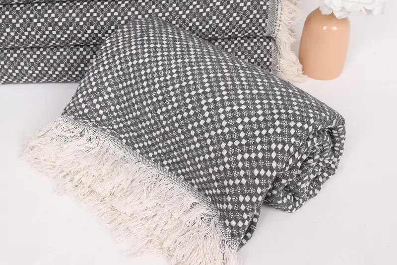 Monogram Blanket, Housewarming Gift, First Wedding Anniversary Gift, Bachelorette Party Favors, Halloween Gifts, 76x68 Cotton Herringbone Towel - 4
