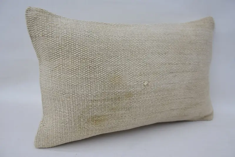 12x20 Beige Pillow Cover, Car Pillow Sham, Pillow Cover, Boho Pillow, Turkish Kilim Pillow, Aesthetic Pillow Sham, Ethnical Kilim Rug Pillow - 2