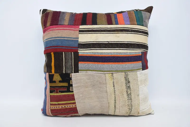 Gestreiftes Wurfkissen in Beige und Bronze, vielseitiges quadratisches Kissen im Format 32x32