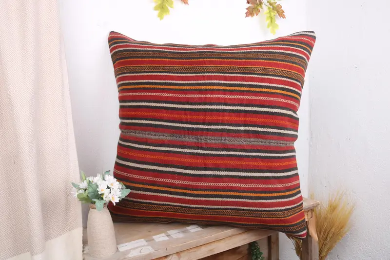 Lounge Throw Pillow, Outdoor Cushion Cover, Cushion Case, Home Decor Pillow, Vintage Kilim Throw Pillow, Pillow for Sofa, 28x28 Red Cushion Cover - 4