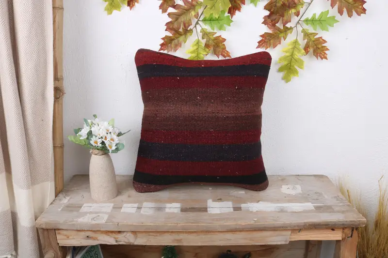 Pillow for Sofa, Vintage Kilim Pillow Pillow Case, Cushion Case, Couch Pillow Sham, 16x16 Red Pillow Case, Gift Pillow, Handmade Kilim Cushion - 1