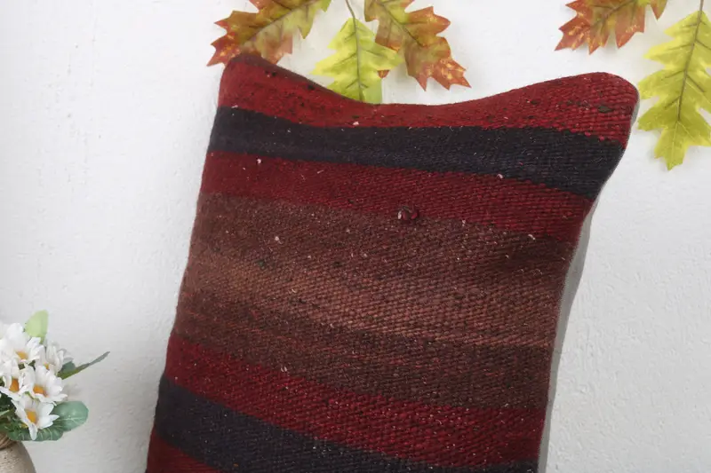 Pillow for Sofa, Vintage Kilim Pillow Pillow Case, Cushion Case, Couch Pillow Sham, 16x16 Red Pillow Case, Gift Pillow, Handmade Kilim Cushion - 5
