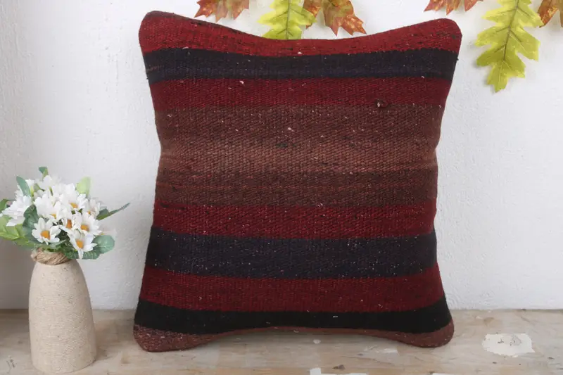 Pillow for Sofa, Vintage Kilim Pillow Pillow Case, Cushion Case, Couch Pillow Sham, 16x16 Red Pillow Case, Gift Pillow, Handmade Kilim Cushion - 2