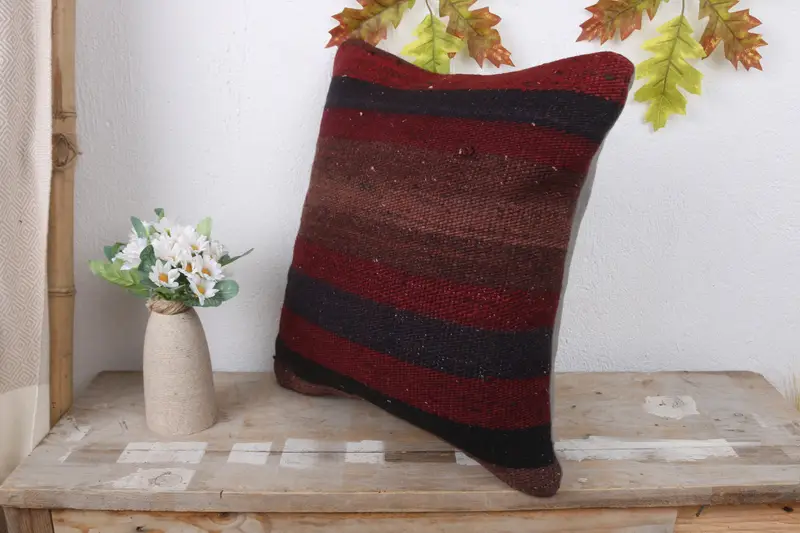 Pillow for Sofa, Vintage Kilim Pillow Pillow Case, Cushion Case, Couch Pillow Sham, 16x16 Red Pillow Case, Gift Pillow, Handmade Kilim Cushion - 4