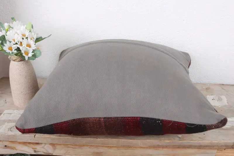 Pillow for Sofa, Vintage Kilim Pillow Pillow Case, Cushion Case, Couch Pillow Sham, 16x16 Red Pillow Case, Gift Pillow, Handmade Kilim Cushion - 7
