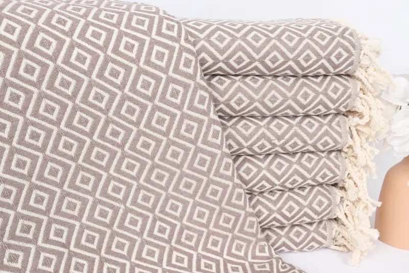 Custom Wedding Gift, 70x40 Cotton Diamond Towel, Handwoven organic Turkish towel for spa, Soft towel, Monogrammed Beach Towel, Gift For Best Friend - 1
