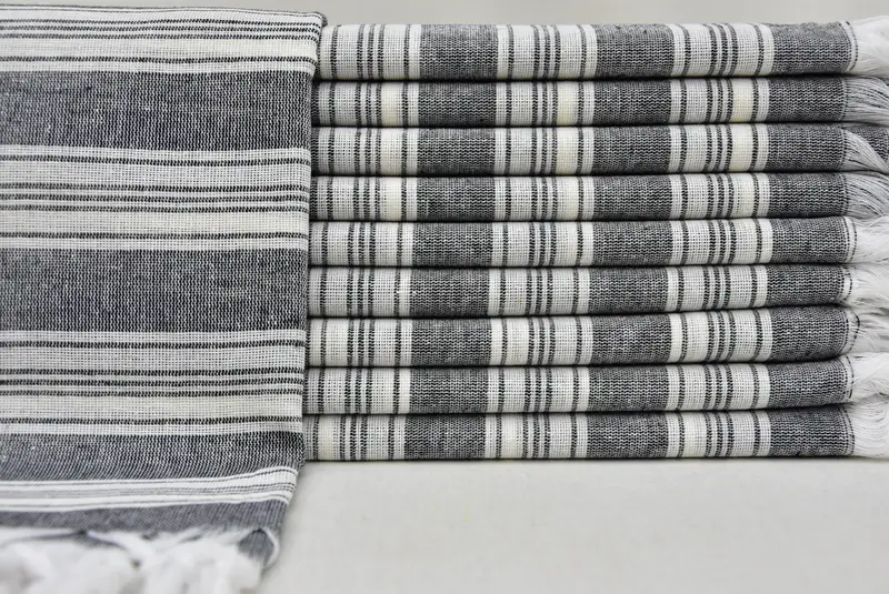 Türk havlu, onun için yıldönümü hediyesi, organik havlu, 70x40 pamuklu çizgili havlu, el yapımı Türk Hamam havlu, monogramlı plaj havlusu - 1