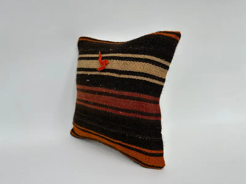 Pillow Sham, Anatolian Cushion Cover, 12x12 Brown Pillow Sham, Handmade Kilim Cushion, Boho Pillow, Interior Designer Pillow - 4