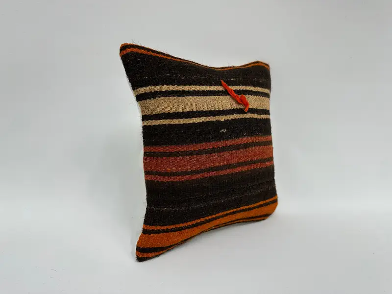 Pillow Sham, Anatolian Cushion Cover, 12x12 Brown Pillow Sham, Handmade Kilim Cushion, Boho Pillow, Interior Designer Pillow - 3