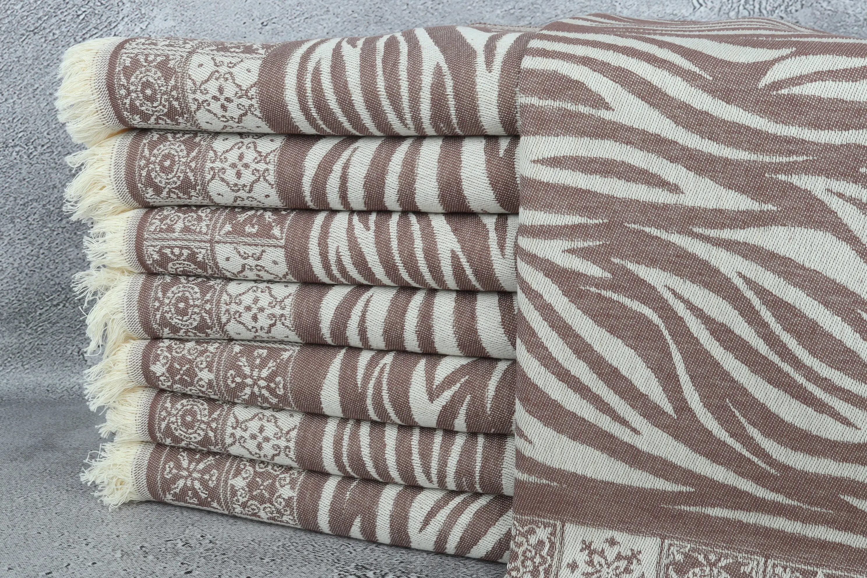 Personalized Kitchen Towel Brown Striped Tea Towel, 20x28 Inches - 1