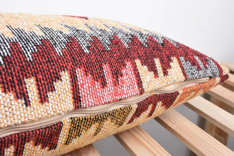 Pillow Sham, Antique Pillows, 12x43 Beige Cushion Cover, Interior Designer Pillow, Handmade Rug Seat Pillow Case, Turkish Kilim Pillow - 7