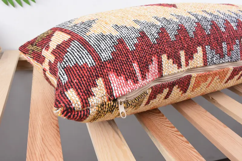 Pillow Sham, Antique Pillows, 12x43 Beige Cushion Cover, Interior Designer Pillow, Handmade Rug Seat Pillow Case, Turkish Kilim Pillow - 6