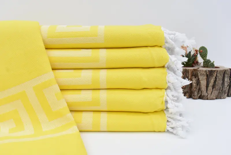Yellow Turkish Beach Towel Organic Cotton, 70x40 Inches