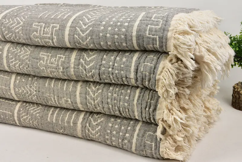 92x80 Cotton Ethnic Design Towel, Turkish Cotton Throw Blanket, Throw Blankets for Couch, Bridesmaid Gifts, Woven Blanket, Throw Blanket Couch - 3