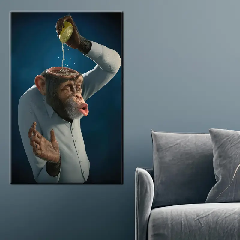 モダンな面白い猿のキャンバス: 男の洞窟のための芸術的な装飾