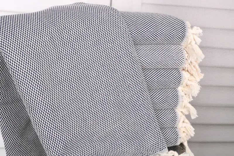 Beach Towel Personalized Turkish Cotton Navy Polka Dot, 40x71 Inches