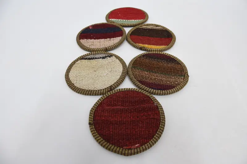 Beige and Red Coasters, Durable and Stylish Drink Coasters
