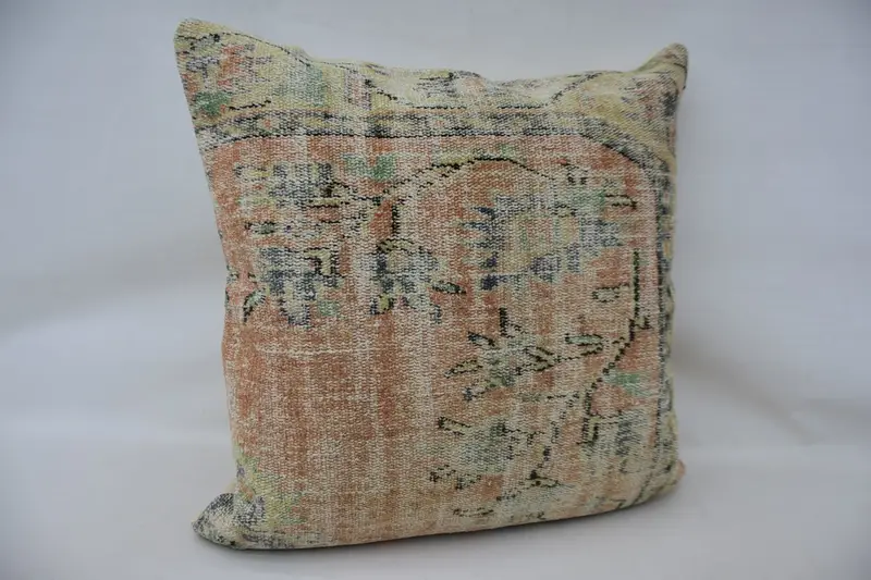 Pillow Sham, Vintage Throw Pillow, Gift Pillow, Ottoman Pillow, Pillow for Sofa, Antique Pillows, 32x32 Beige Pillow Sham - 3