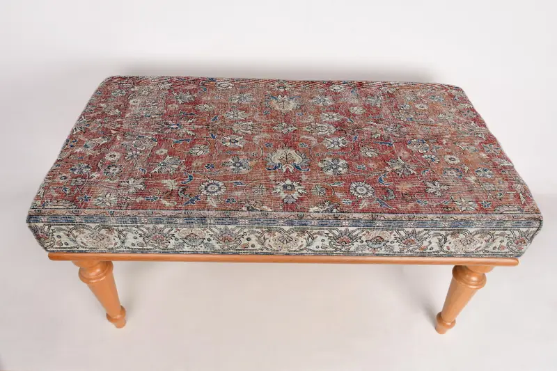 キリム風パターンのモジュール式ソファセット、トルコウールブレンドオットマン