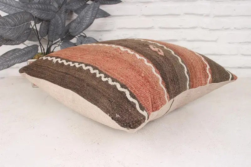 Gift Pillow, Pillow Sham, Pillow for Couch, 18x18 Brown Pillow Case, Cotton Pillow Sham, Kilim Pillow Cover, Shabby Chic Pillow Case - 6