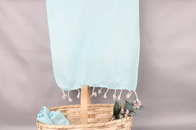 Custom Hand Towel Turquoise Mountain Patterned, Beige, 18x36 Inches