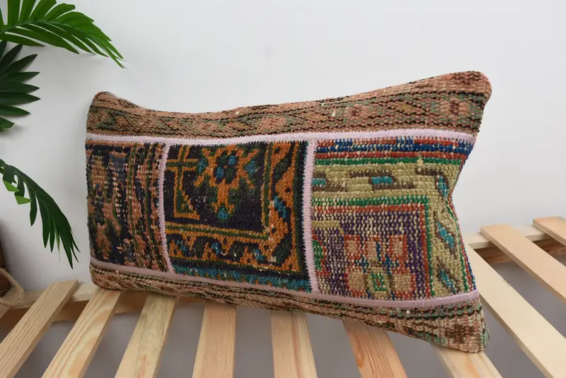 El yapımı Kilim yastığı, 12x24 mavi yastık kapağı, vintage Kilim yastık, çiftlik evi yastığı, kanepe için yastık, pamuk yastık çantası, yastık çantası - 5
