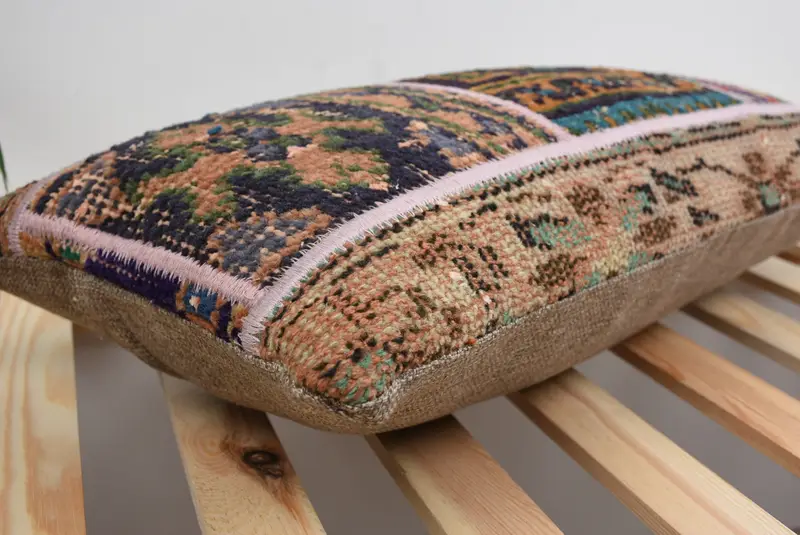 El yapımı Kilim yastığı, 12x24 mavi yastık kapağı, vintage Kilim yastık, çiftlik evi yastığı, kanepe için yastık, pamuk yastık çantası, yastık çantası - 6