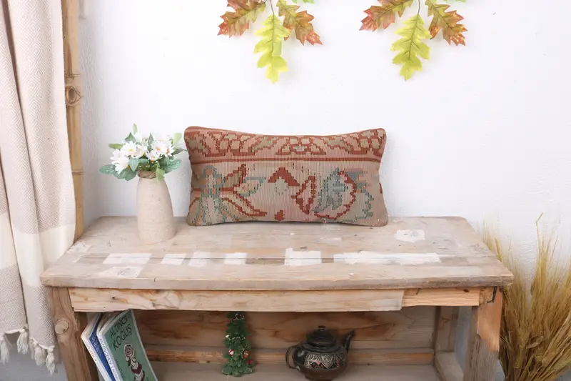 Pillow for Sofa, Aztec Pillow Sham, Armchair Pillow Sham, Boho Pillow Sham Cover, Kilim Cushion Sham, Cushion Case, 8x16 Beige Pillow Case - 1