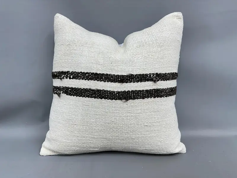 24x24 White Cushion Cover, Pillow Sham, Antique Pillows, Traditional Pillow Case, Vintage Kilim Throw Pillow, Pillow for Couch - 1