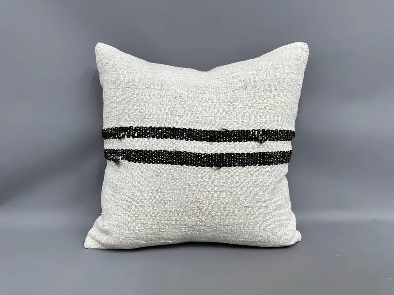 24x24 White Cushion Cover, Pillow Sham, Antique Pillows, Traditional Pillow Case, Vintage Kilim Throw Pillow, Pillow for Couch - 4