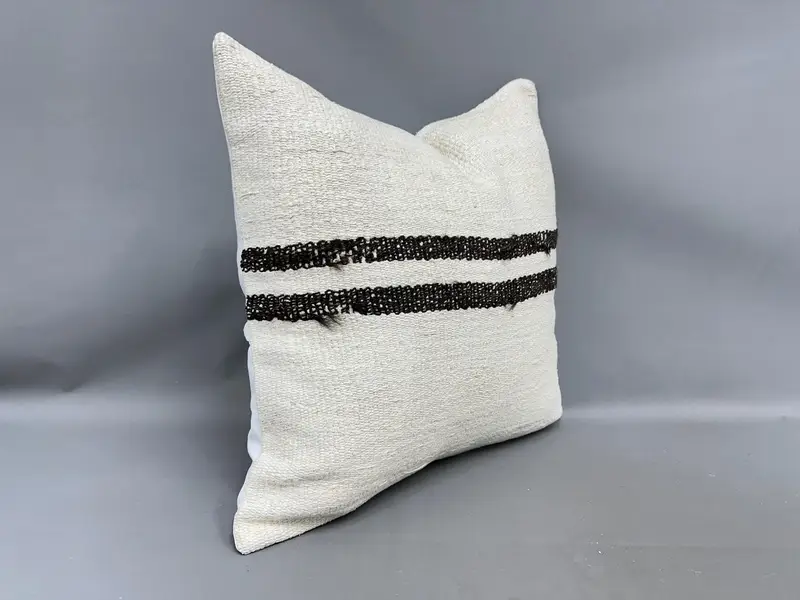24x24 White Cushion Cover, Pillow Sham, Antique Pillows, Traditional Pillow Case, Vintage Kilim Throw Pillow, Pillow for Couch - 2