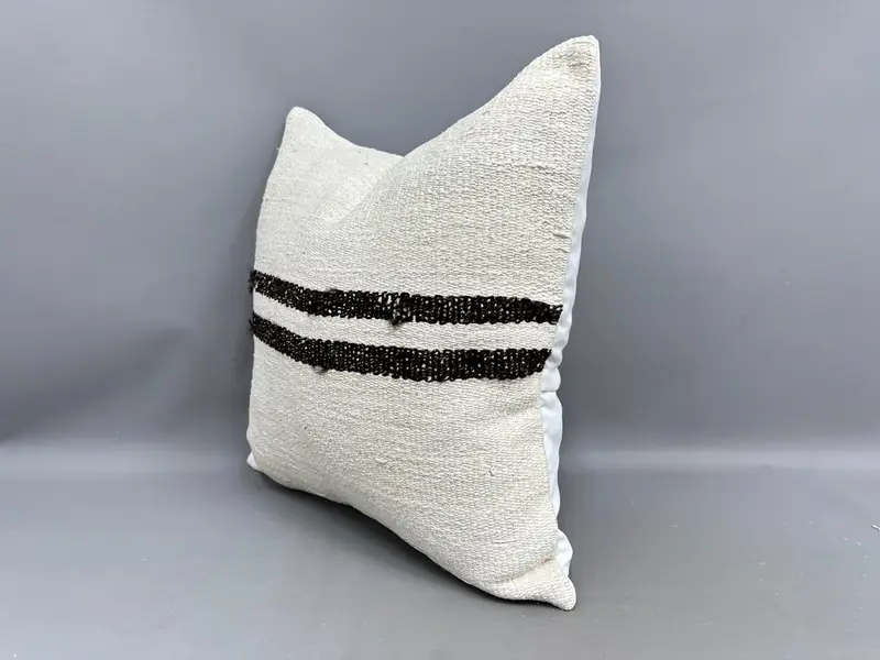 24x24 White Cushion Cover, Pillow Sham, Antique Pillows, Traditional Pillow Case, Vintage Kilim Throw Pillow, Pillow for Couch - 3