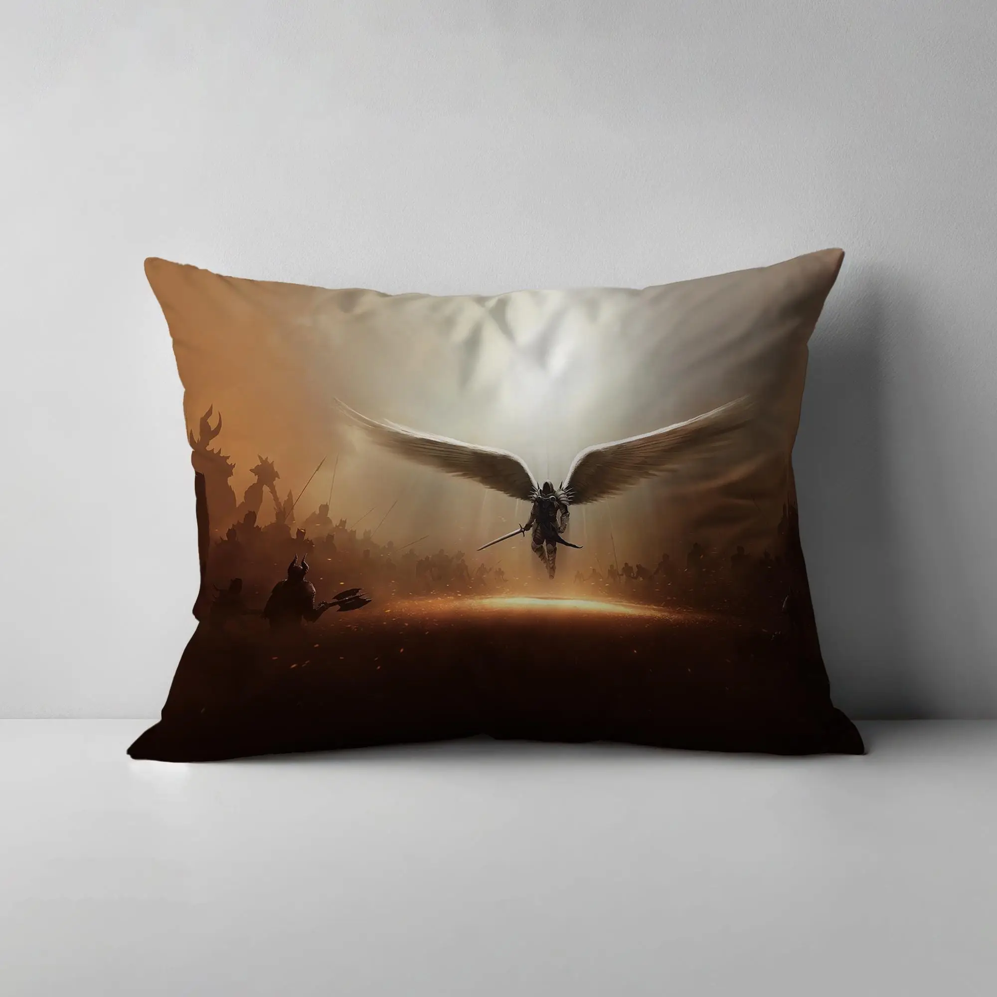 Warrior Angel Print Pillow, Modern Home Decor Accent - 1