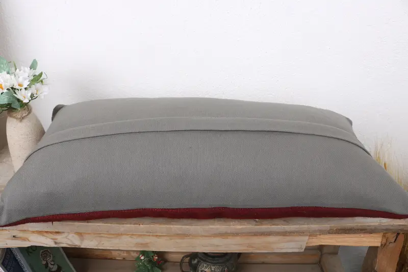 Kilim Pillow Cover, Pillow Sham, 12x24 Red Pillow Sham, Home Decor Pillow, Interior Designer Pillow, Yoga Cushion Cover, Ottoman Pillow - 7