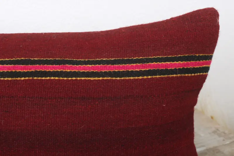 Kilim Pillow Cover, Pillow Sham, 12x24 Red Pillow Sham, Home Decor Pillow, Interior Designer Pillow, Yoga Cushion Cover, Ottoman Pillow - 5