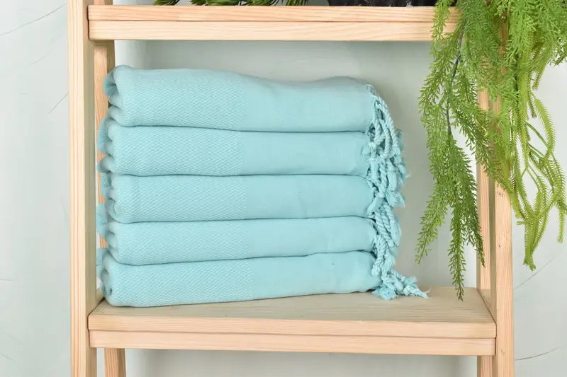 Beach Towel Geometric Stonewashed Mint Cotton Towel, 32x71 Inches