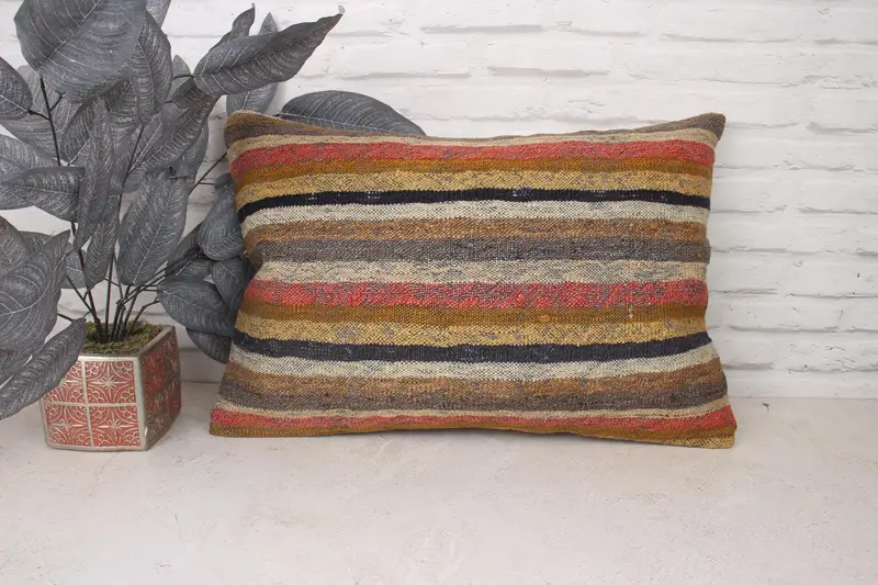 Shabby Chic Cushion Case, Kilim Cushion Sham, Cushion, Interior Designer Pillow, 16x24 Green Pillow Case, Ethnical Kilim Rug Pillow - 1