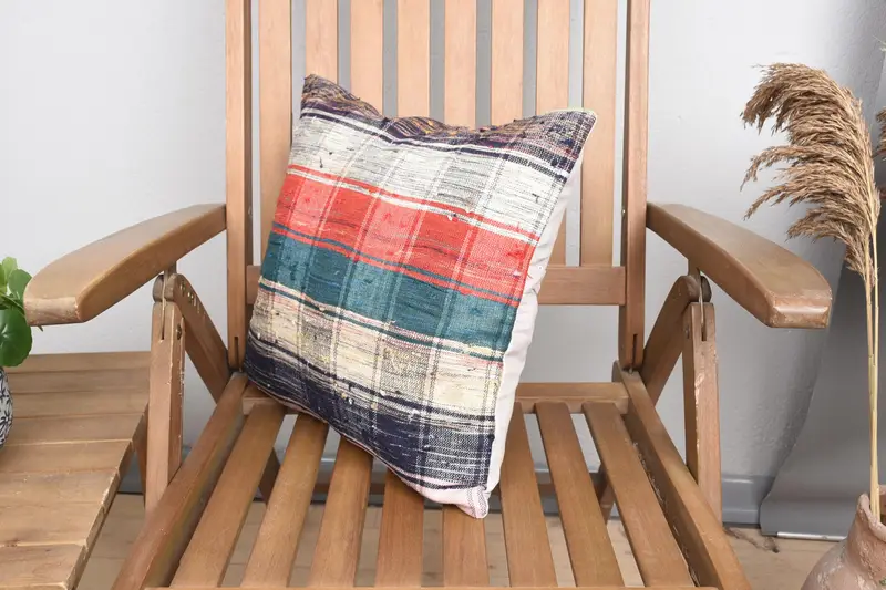 16x16 Orange Cushion, Vintage Kilim Pillow, Vintage Pillow, Antique Pillows, Muted Cushion, Pillow Sham, Sofa Bolster Cushion Case - 3