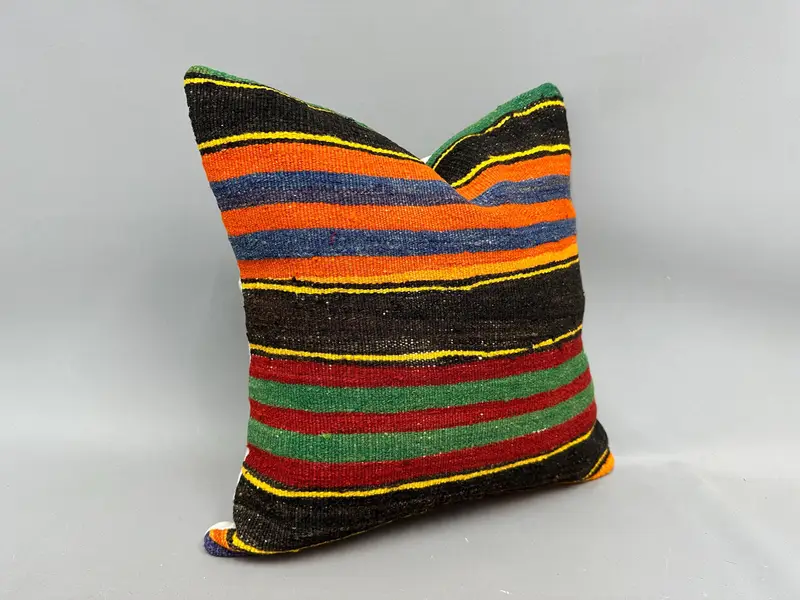 20x20 Orange Pillow, Turkish Kilim Pillow, Kilim Cushion Sham, Antique Pillows, Cushion, Handwoven Cushion Cover - 2