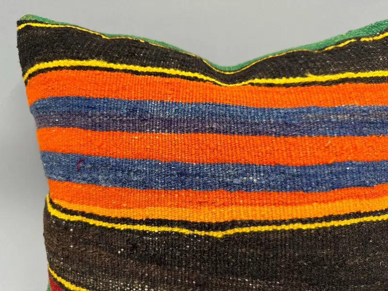 20x20 Orange Pillow, Turkish Kilim Pillow, Kilim Cushion Sham, Antique Pillows, Cushion, Handwoven Cushion Cover - 5