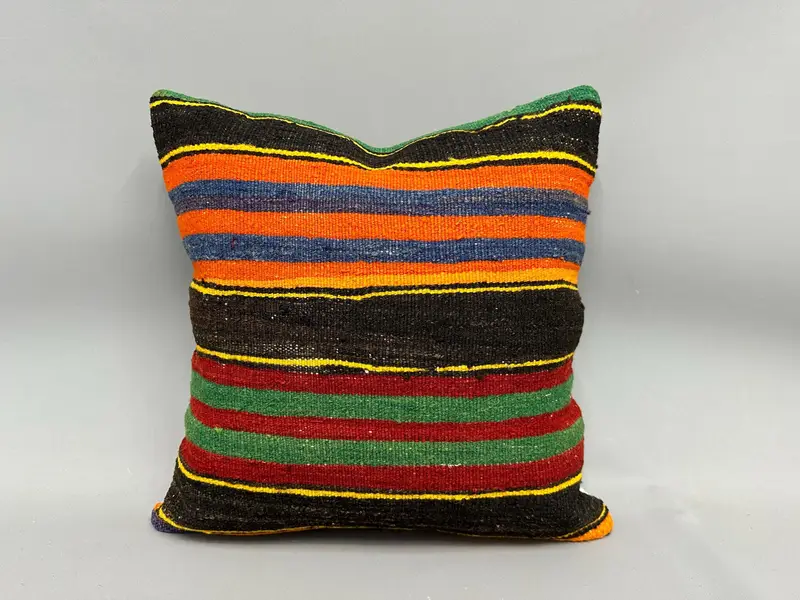 20x20 Orange Pillow, Turkish Kilim Pillow, Kilim Cushion Sham, Antique Pillows, Cushion, Handwoven Cushion Cover - 4