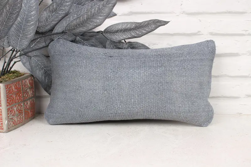 Sofa Bolster Pillow Case, 8x16 Gray Cushion, Turkish Pillow, Cushion, Throw Kilim Pillow, Bohemian Cushion Cushion, Turkish Kilim Pillow - 1