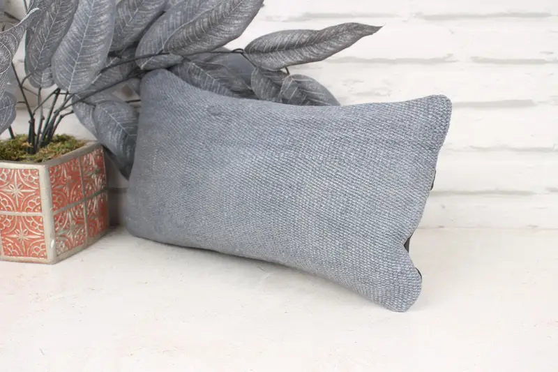 Sofa Bolster Pillow Case, 8x16 Gray Cushion, Turkish Pillow, Cushion, Throw Kilim Pillow, Bohemian Cushion Cushion, Turkish Kilim Pillow - 4