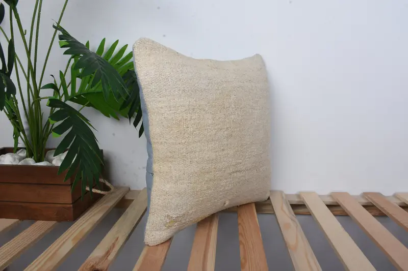 Home Decor Pillow, Boho Pillow Sham Cover, Kilim Cushion Sham, 16x16 Yellow Cushion Cover, Square Throw Pillow Case, Cushion Cover - 4